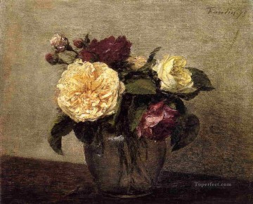 Rosas amarillas y rojas Henri Fantin Latour Pinturas al óleo